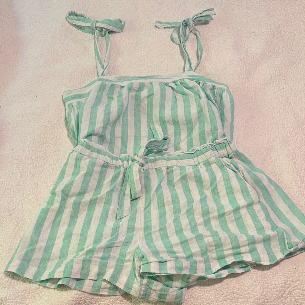 Stoney Clover Lane for Target Mint/White Stripes Tie-Shoulder and Shorts Set M